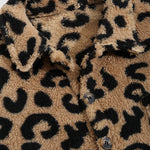 Men's Leopard Print Fleece Single Pocket Button Jacket