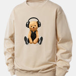 Headphone Bear Print Relax Fit Sweatshirt