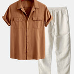 Linen Cuban Shirt With Pockets & Straight Leg Linen Pants