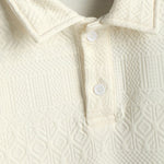 Geometric Vintage Jacquard Lapel Short-Sleeved Polo-Beige