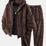 Geometric Jacquard Teddy Hoodie & Geometric Jacquard Pants