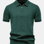 Contrast Trim Zipper Knit Polo Shirt