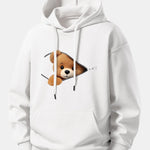 Zipper Bear Print Relax Fit Hoodie