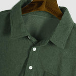Men's Corduroy Half Button Short Sleeve Shirt Casual Shorts Set