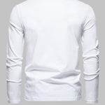 Men's Solid Color Henley V-Neck Long Sleeve Casual T-Shirt