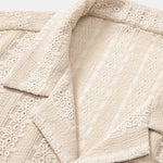 Floral Jacquard Textured Cuban Shirt & Linen Cotton Blend Drawstring Shorts