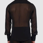 Men's black see-through loose casual short-sleeved shirt