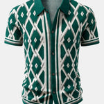 Retro Rhombus Geometric Knit Shirt