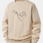 Dog Line Drawing Print Relax Fit Sweatshirt