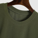 Men's solid color textured casual round neck short-sleeved T-shirt