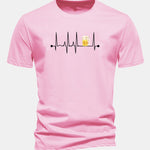 Regular Fit Beer Heartbeat Print Cotton T-Shirt