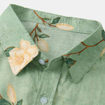 Men's Cotton Linen Printed Short Sleeve Shirt