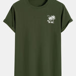 Vacation Palm Tree Print Cotton Arc Hem T-Shirt