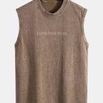 Faith Over Fear Back Print Washed Distressed Tank Top
