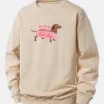 Hot Dog Dachshund Print Relax Fit Sweatshirt
