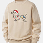 Christmas Light Dog Print Relax Fit Sweatshirt