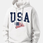 USA Flag Print Relax Fit Hoodie