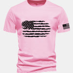 Regular Fit American Flag Print Cotton T-Shirt