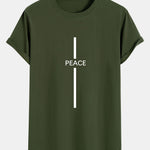 Stripe Peace Print Cotton Arc Hem T-Shirt