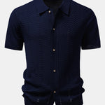 Textured Jacquard Button Up Knit Shirt