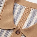 Stripe Eyelet Crochet Shirt