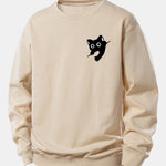 Black Cat Print Relax Fit Sweatshirt
