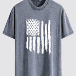 American Flag Print Washed Distressed Drop Shoulder T-Shirt