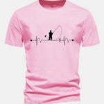 Regular Fit Fishing Man Print Cotton T-Shirt