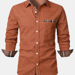 Corduroy Plaid Panel Button Up Shirt