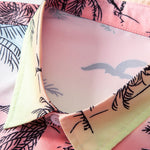 Palm Tree Seagull Print Button Up Shirt & Swim Shorts