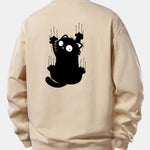 Black Cat Print Relax Fit Sweatshirt
