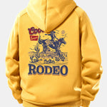 Western Cowboy Print Drawstring Hoodie