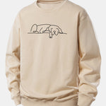 Sleeping Dog Line Print Relax Fit Sweatshirt