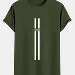 Stripe Future Print Cotton Arc Hem T-Shirt