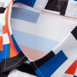 Striped Color Block Print Button Up Shirt & Swim Shorts