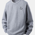 Smiley Face Print 2 In 1 Long Sleeved Waffle T-Shirt