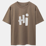 Hi Slogan Lines Print Drop Shoulder Oversize T-Shirt