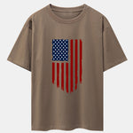 American Flag Print Drop Shoulder Oversize T-Shirt