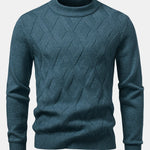 Heavyweight Geometric Jacquard Mock Neck Sweater