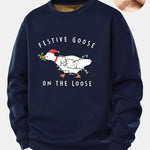 Christmas Goose Print Teddy Fleece Lined Sweatshirt