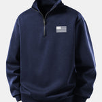Relax Fit American Flag Print Quarter Zip Sweatshirt