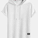 Checkerboard Jacquard  Arc Hem Hooded T-Shirt