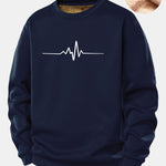 Heartbeat Print Teddy Fleece Lined Sweatshirt