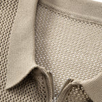 Eyelet Zip Up Knit Polo Shirt