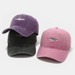 Shark Embroidered Washed Baseball Cap