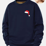 Christmas Hat Print Teddy Fleece Lined Sweatshirt