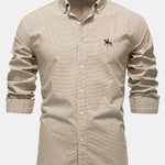 Cowboy Embroidery Cotton Houndstooth Button Up Shirt