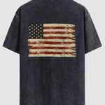 Retro USA Print Washed Distressed Drop Shoulder T-Shirt
