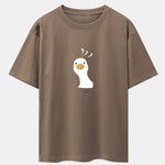 Doubtful Goose Print Drop Shoulder Oversize T-Shirt