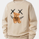 Smiley Face Teddy Bear Print Relax Fit Sweatshirt